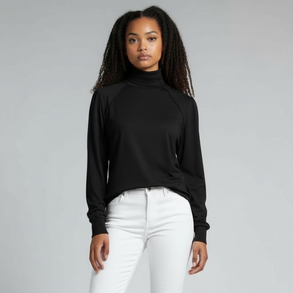 Via Milano black cowl neck lightweight sweater L Black Excellent condition